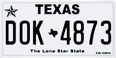 TX license plate DOK4873