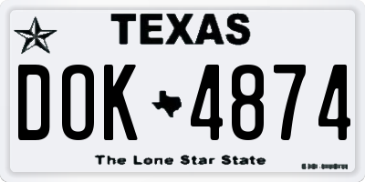 TX license plate DOK4874