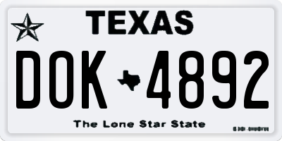 TX license plate DOK4892