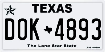 TX license plate DOK4893