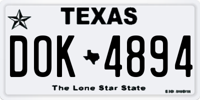 TX license plate DOK4894