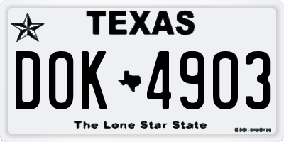 TX license plate DOK4903