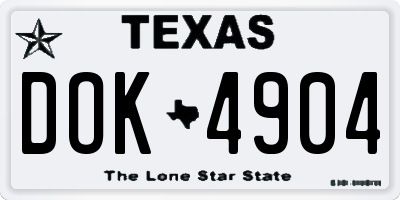 TX license plate DOK4904