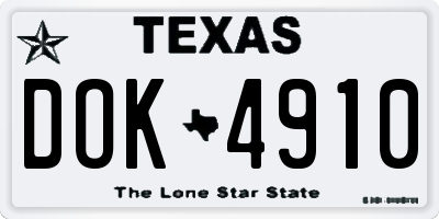 TX license plate DOK4910
