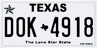TX license plate DOK4918