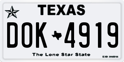 TX license plate DOK4919