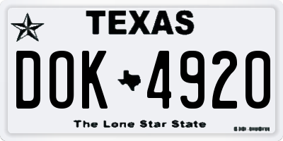 TX license plate DOK4920