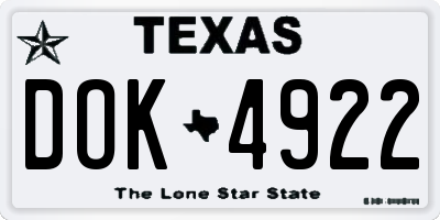 TX license plate DOK4922