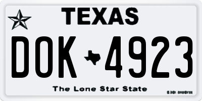 TX license plate DOK4923