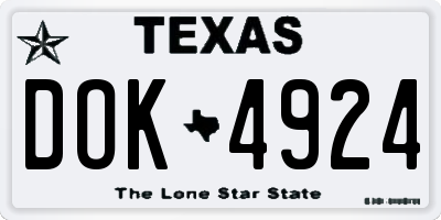 TX license plate DOK4924