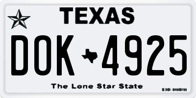TX license plate DOK4925