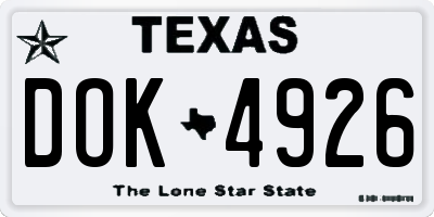 TX license plate DOK4926