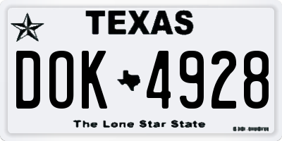TX license plate DOK4928