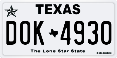 TX license plate DOK4930