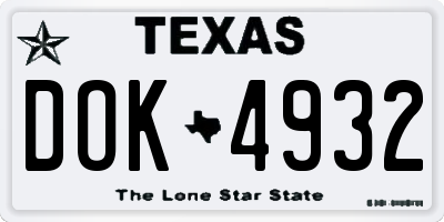 TX license plate DOK4932