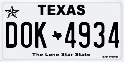 TX license plate DOK4934