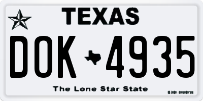 TX license plate DOK4935