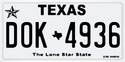 TX license plate DOK4936