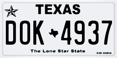 TX license plate DOK4937