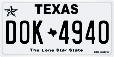 TX license plate DOK4940