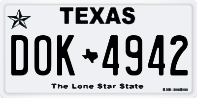 TX license plate DOK4942