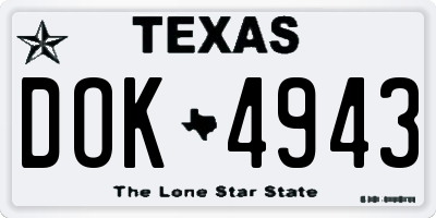 TX license plate DOK4943