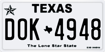 TX license plate DOK4948