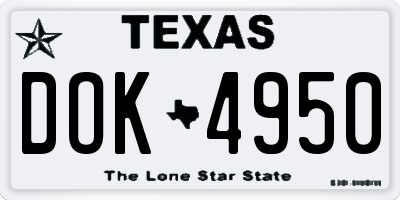 TX license plate DOK4950