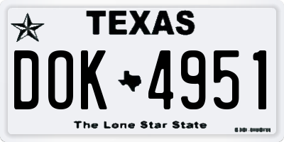 TX license plate DOK4951