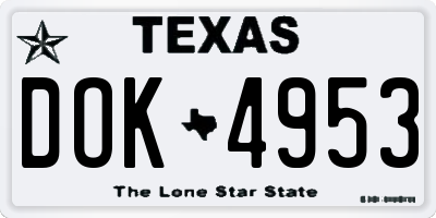 TX license plate DOK4953