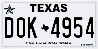 TX license plate DOK4954