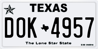 TX license plate DOK4957