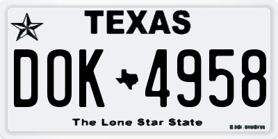 TX license plate DOK4958