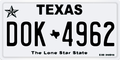 TX license plate DOK4962