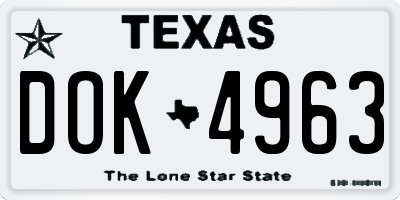 TX license plate DOK4963
