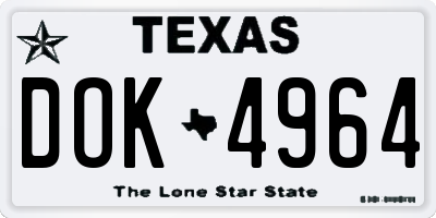TX license plate DOK4964