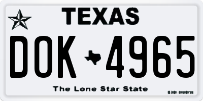 TX license plate DOK4965