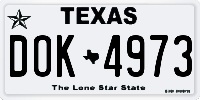 TX license plate DOK4973
