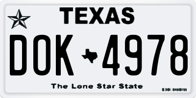 TX license plate DOK4978