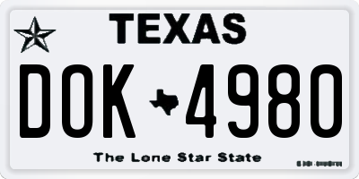TX license plate DOK4980