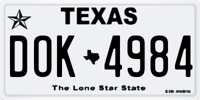 TX license plate DOK4984