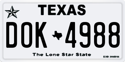 TX license plate DOK4988