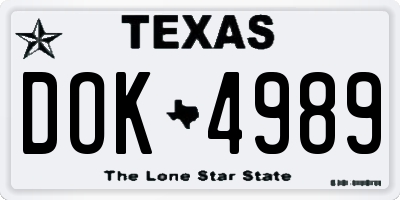 TX license plate DOK4989