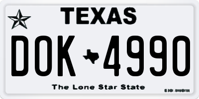 TX license plate DOK4990