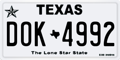 TX license plate DOK4992