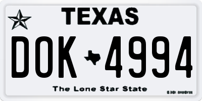 TX license plate DOK4994