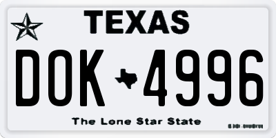 TX license plate DOK4996