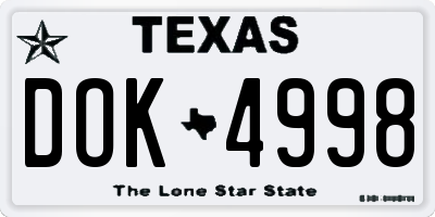 TX license plate DOK4998