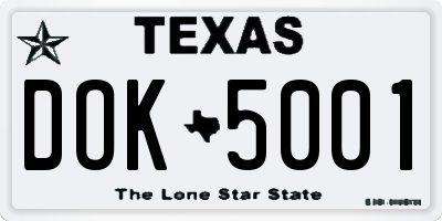 TX license plate DOK5001