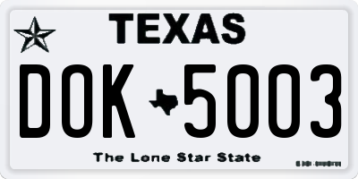 TX license plate DOK5003